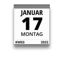 Kalender für Montag, 17. JANUAR 2022 (Woche 03)