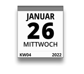 Kalender für Mittwoch, 26. JANUAR 2022 (Woche 04)