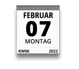 Kalender für Montag, 7. FEBRUAR 2022 (Woche 06)