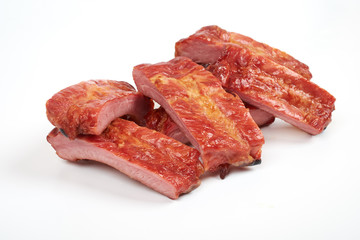 Grilled pork ribs isolated on white background