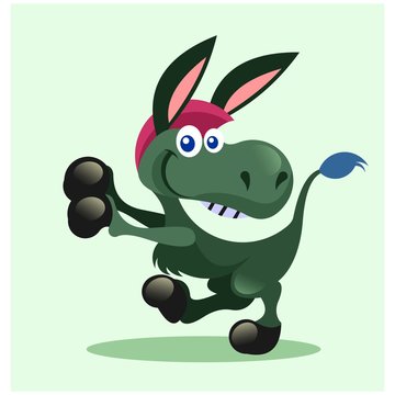 funny dancing donkey horse mascot cartoon character