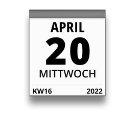 Kalender für Mittwoch, 20. APRIL 2022 (Woche 16)