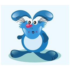 cute fat chubby blue bunny rabbit mascot cartoon character