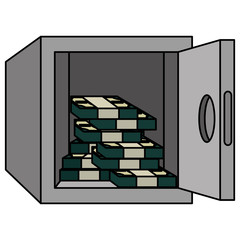safe box with bills vector illustration design
