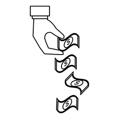 hand with bills money vector illustration design