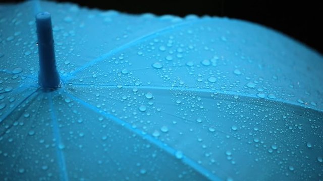 水色の傘と雨粒