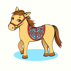 Small Horse Cartoon yellow on a light background