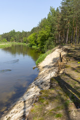 Lowland Nida river, landscape of the Nida Valley, Poland.