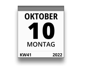 Obraz premium Kalender für Montag, 10. OKTOBER 2022 (Woche 41)