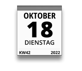 Kalender für Dienstag, 18. OKTOBER 2022 (Woche 42)