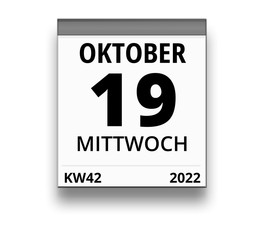 Kalender für Mittwoch, 19. OKTOBER 2022 (Woche 42)