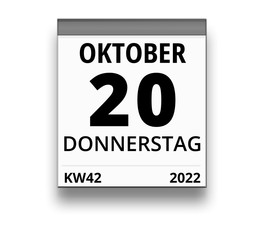 Kalender für Donnerstag, 20. OKTOBER 2022 (Woche 42)