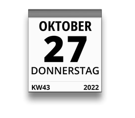 Kalender für Donnerstag, 27. OKTOBER 2022 (Woche 43)