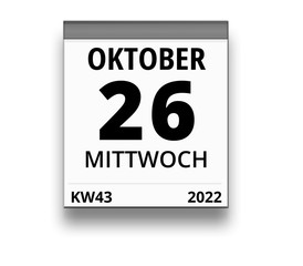 Kalender für Mittwoch, 26. OKTOBER 2022 (Woche 43)