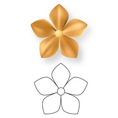 Golden metal pattern flower five petal