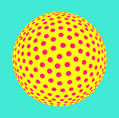 colorful dotted sphere illustration in red yellow blue