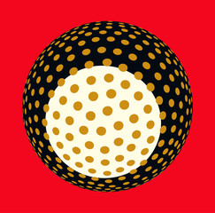 asian style dotted sphere illustration in gold black red