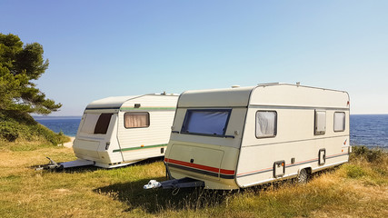 car caravan trailer sea summer