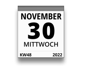 Kalender für Mittwoch, 30. NOVEMBER 2022 (Woche 48)