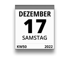 Kalender f&uuml;r Samstag, 17. DEZEMBER 2022 (Woche 50)