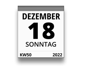 Kalender für Sonntag, 18. DEZEMBER 2022 (Woche 50)
