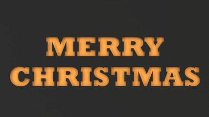 Orange Merry Christmas words cut in black paper