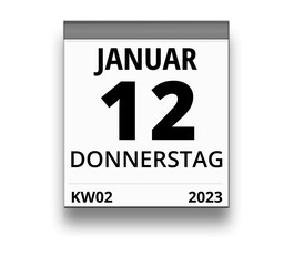 Kalender für Donnerstag, 12. JANUAR 2023 (Woche 02)