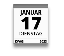 Kalender für Dienstag, 17. JANUAR 2023 (Woche 03)