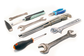 set of tools for repair on a white background