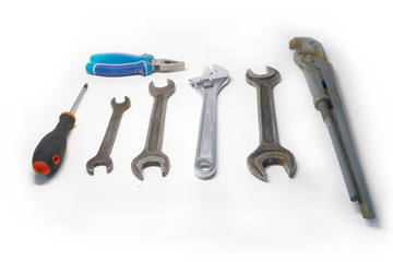 set of tools for repair on a white background