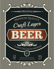 Beer or craft lager label of brewery alcohol drink