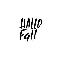 Handwritten calligraphy autumn quote. Modern brush lettering. Typography black and white banner. Vector illustration.