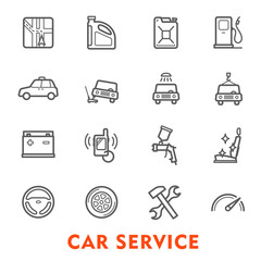Car service thin line icon for auto repair station