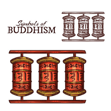 Buddhism Religion Symbol Of Buddhist Prayer Wheel