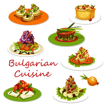 Bulgarian cuisine icon of meat and vegetable dish