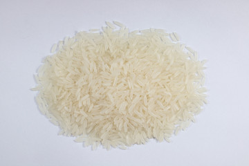 rice whole grains on white background