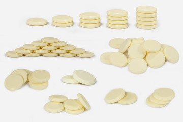 milk tablets concept . sweet snack