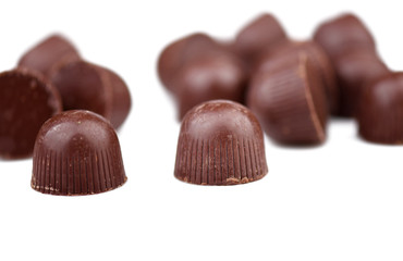 Sweet chocolates isolated on white background