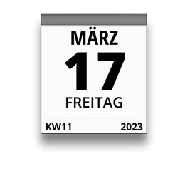 Kalender für Freitag, 17. MÄRZ 2023 (Woche 11)