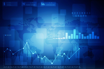 2d rendering Stock market online business concept. business Graph