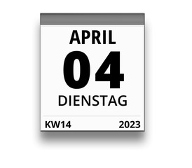 Kalender für Dienstag, 4. APRIL 2023 (Woche 14)
