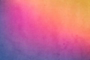 Colorful gradient watercolor paint on old paper with grain smudge dirty texture abstract for
