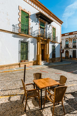 Architectural details, typical street in historic district of Ronda, Spain