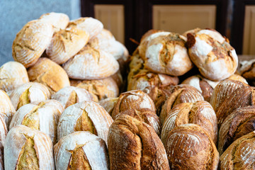 Close up of loafs of whole grain bread