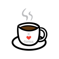 Cartoon I love Coffee Cup Illustration