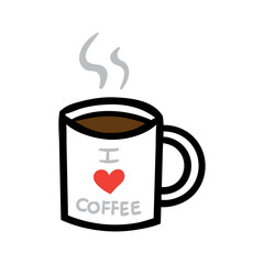 Cartoon I love Coffee Mug Illustration