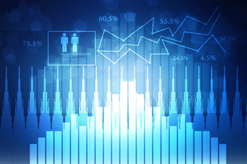 2d rendering Stock market online business concept. business Graph 