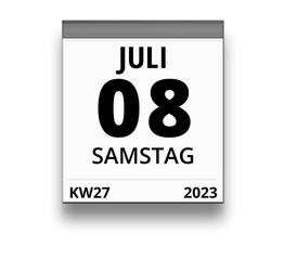 Kalender für Samstag, 8. JULI 2023 (Woche 27)