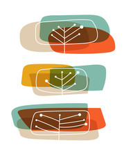 Abstract trees, mid-century modern style, eps10 vector