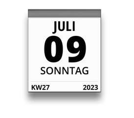 Kalender für Sonntag, 9. JULI 2023 (Woche 27)